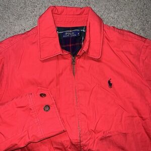 Vintage Polo Ralph Lauren Plaid Lined Red Harrington Medium Jacket